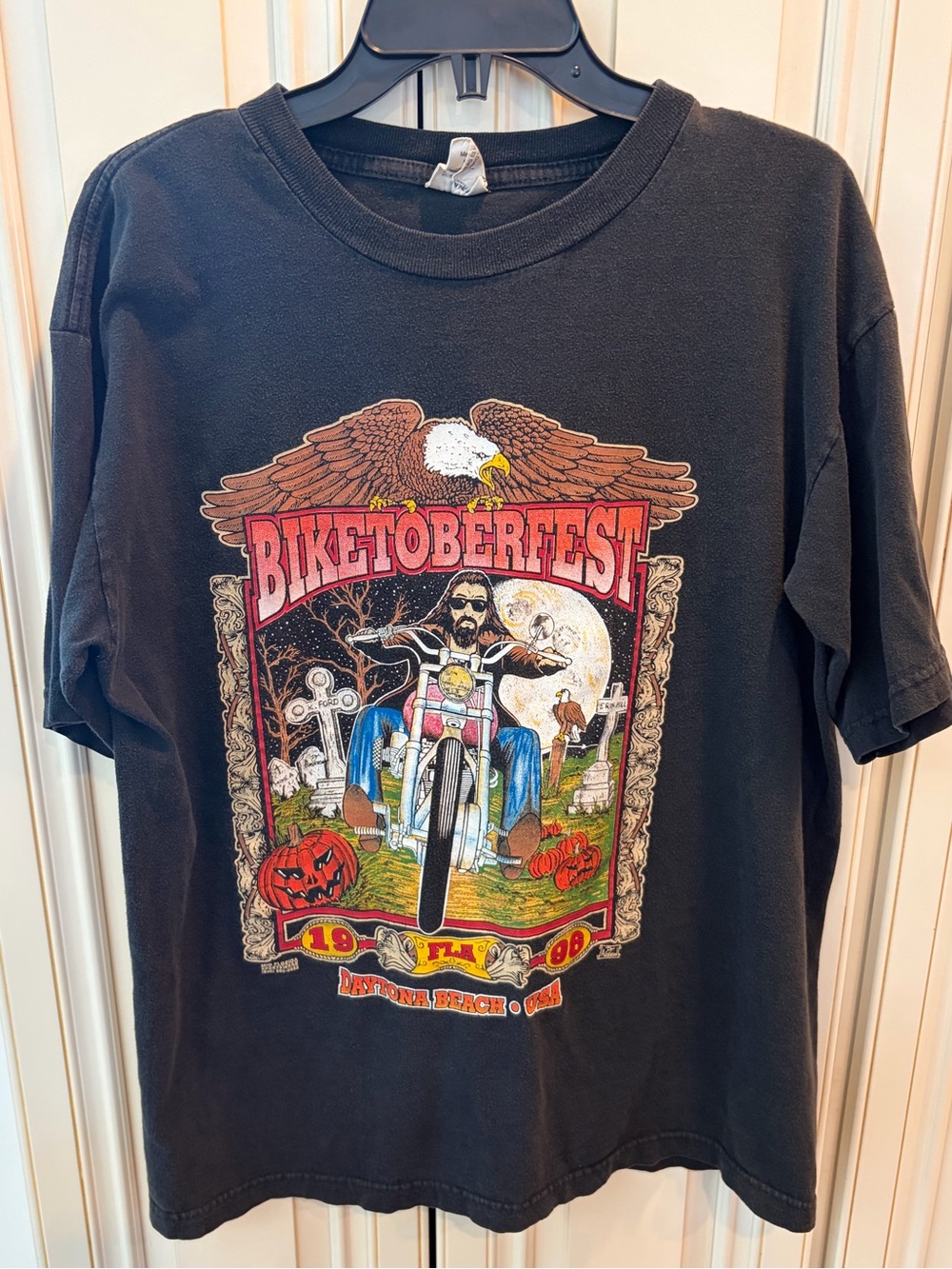 Vintage 1996 Daytona Beach FL Biketoberfest black biker tee T-shirt motorcycle